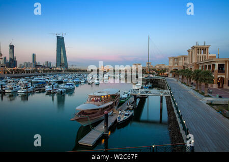 Kuwait, Kuwait City, Souk Shark Shopping Center and Marina with new Central Bank of Kuwait in distance Stock Photo