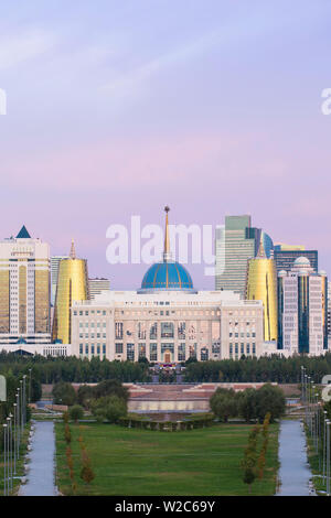 Central Asia, Kazakhstan, Astana, City Skyline and Ak Orda Presidential Palace of President Nursultan Nazarbayev Stock Photo