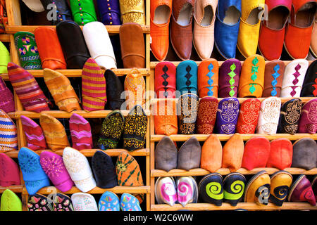 Moroccan Babouche Slippers, Medina, Fez, Morocco, North Africa Stock Photo