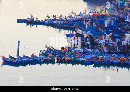 Fishing Boats in the Harbour, Tangier, Morocco, North Africa Stock Photo