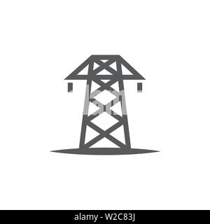 Electric tower vector icon on white background Stock Vector