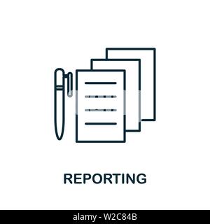 Reporting outline icon. Thin line concept element from business management icons collection. Creative Reporting icon for mobile apps and web usage Stock Vector