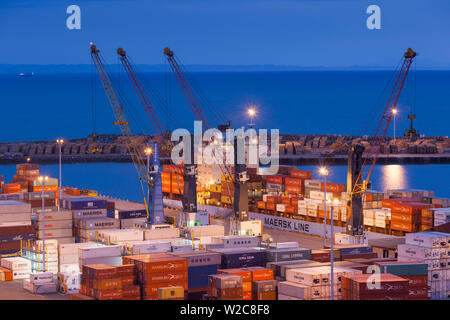 New Zealand, North Island, Hawkes Bay, Napier, elevated port view from Bluff Hill, dawn Stock Photo