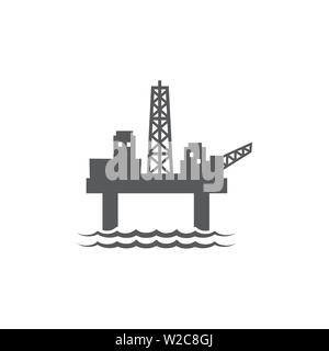 Oil platform icon on white background Stock Vector