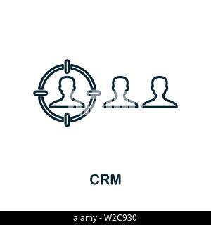 Crm outline icon. Thin line concept element from business management icons collection. Creative Crm icon for mobile apps and web usage Stock Vector