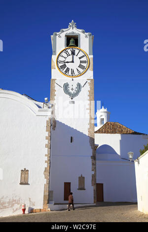 Clock Tower, St Maria of the Castle Church, Tavira, Eastern Algarve, Algarve, Portugal, Europe Stock Photo