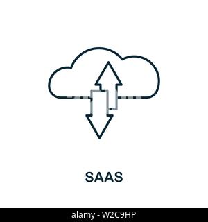 Saas outline icon. Thin line concept element from business management icons collection. Creative Saas icon for mobile apps and web usage Stock Vector