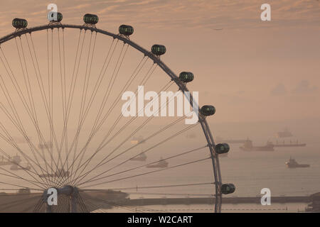 Singapore, Singapore Flyer, giant ferris wheel, elevated view, dawn