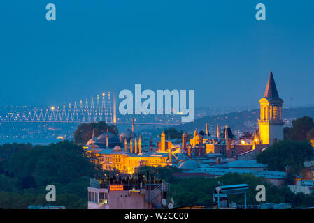 Turkey, Istanbul, Sultanahmet, Topkapi Palace and First Bosphorus Bridge Stock Photo