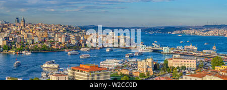 Turkey, Istanbul, View over Beyoglu and Sultanahmet Districts, The Golden Horn and Bosphorus Stock Photo
