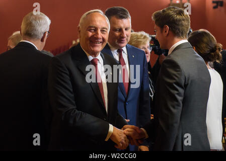 RIGA, LATVIA. 8th of July 2019. Andris Berzins, former President of Latvia (2011-2015), during Egils Levits, Newly elected President of Latvia, participation in the awarding ceremony of the highest state awards. Parliament of Latvia, Riga. Credit: Gints Ivuskans/Alamy Live News Stock Photo