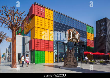 UAE, Dubai, Jumeirah, The Dome Box, new shopping mall built of shipping containers Stock Photo