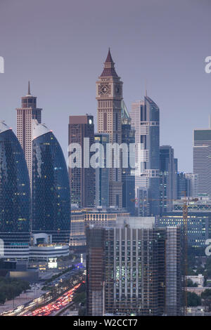 UAE, Dubai, Downtown Dubai, Downtown hi rise buildings, elevated view Stock Photo