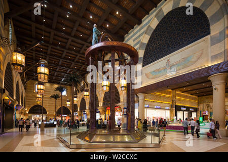 UAE, Dubai, Western Dubai, Ibn Battuta Mall, shopping mall built with six courts representing voyages by 14th century Arab explorer, Ibn Battuta, Egyptian Court Stock Photo