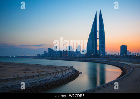 Bahrain, Manama, Bahrain Bay, View of Bahrain World Trade Center Stock Photo