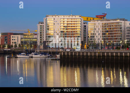 United Kingdom, Northern Ireland, Belfast, Belfast Harbour Marina Stock Photo