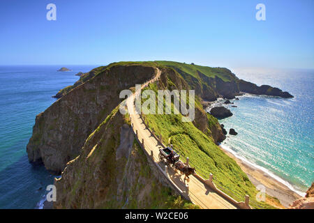 Horse Drawn Carriage On La CoupeÌe, Sark, Channel Islands, United Kingdom Stock Photo