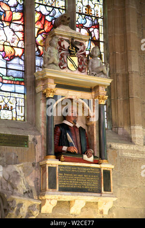 William Shakespeare's Funerary Monument, Holy Trinity Church, Stratford-upon-Avon, Warwickshire, United Kingdom Stock Photo