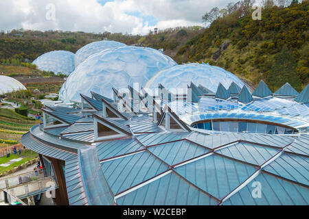 Biomes and The Core centre in the foreground, Eden Project, Cornwall, England, UK Stock Photo