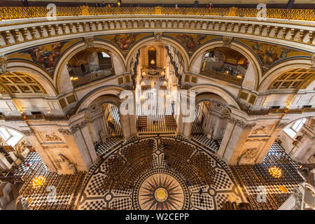 Interior view of St Pauls cathedral from the Whispering Gallery, St Pauls, London