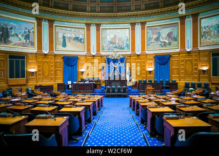 USA, Massachusetts, Boston, Massachusetts State House, chamber of the state house of representatives Stock Photo