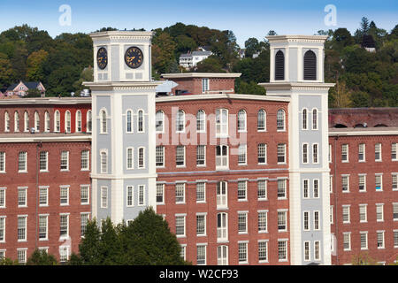 USA, Massachusetts, Lowell, Lowell National Historic Park, Massachusetts Mills, elevated view Stock Photo