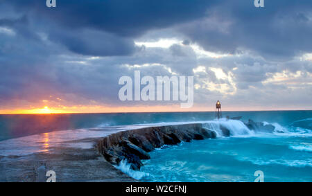 Florida, North Miami Beach, Bal Harbour Lighthouse Jetty, Sunrise Stock Photo