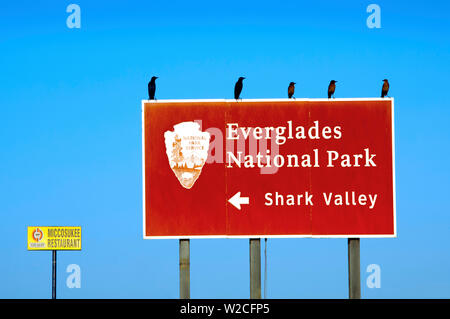 Florida, Everglades National Park, Shark Valley, Entrance Sign Stock Photo