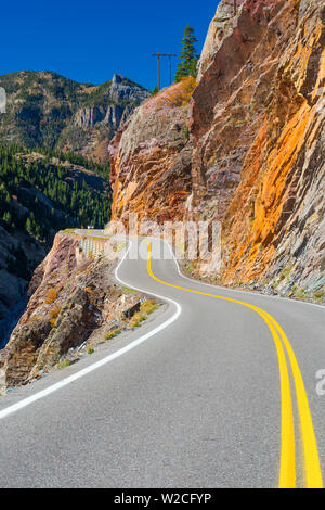 USA, Colorado, between Silverton and Ouray, The Million Dollar Highway part of the San Juan Skyway Scenic Byway Stock Photo