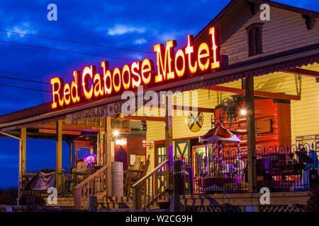 USA, Pennsylvania, Pennsylvania Dutch Country, Ronks, Red Caboose Motel, accomodation in historic caboose railroad cars Stock Photo