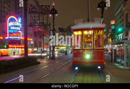 Louisiana, New Orleans, Canal Street, Streetcar, Walgreens Drug Store, 1938 Stock Photo