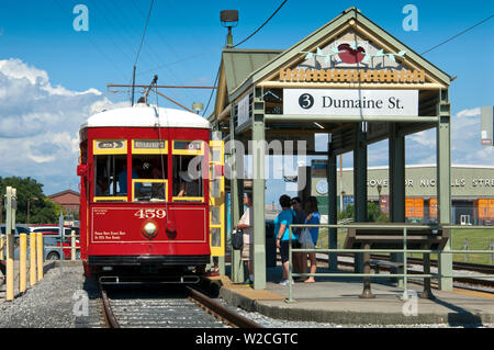 Louisiana, New Orleans, Riverfront Streetcar, Dumaine Street Stop Stock Photo