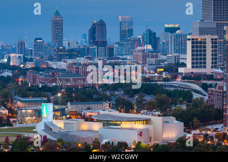 USA, Georgia, Atlanta, Centenial Olympic Park, elevated city view and Coca Cola World Stock Photo