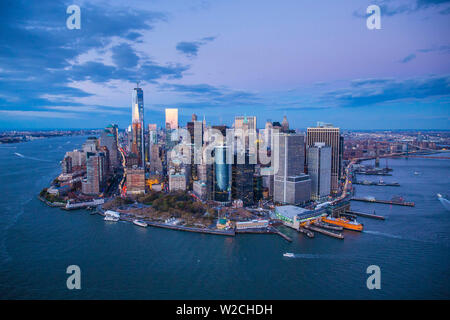 One World Trade Center and Lower Manhattan, New York City, New York, USA Stock Photo