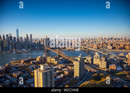 One World Trade Center, Manhattan and Brooklyn Bridges, Manhattan, New York City, New York, USA Stock Photo