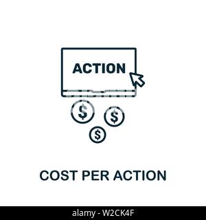 Cost Per Action outline icon. Thin line concept element from content icons collection. Creative Cost Per Action icon for mobile apps and web usage Stock Vector