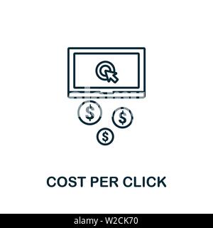Cost Per Click outline icon. Thin line concept element from content icons collection. Creative Cost Per Click icon for mobile apps and web usage Stock Vector