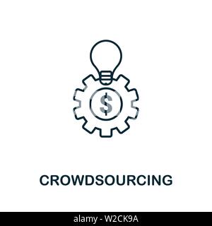 Crowdsourcing outline icon. Thin line concept element from content icons collection. Creative Crowdsourcing icon for mobile apps and web usage Stock Vector