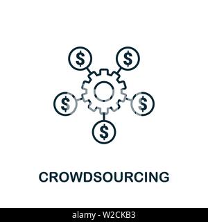 Crowdsourcing outline icon. Thin line concept element from content icons collection. Creative Crowdsourcing icon for mobile apps and web usage Stock Vector