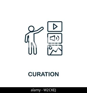 Curation outline icon. Thin line concept element from content icons collection. Creative Curation icon for mobile apps and web usage Stock Vector