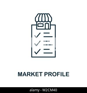 Market Profile outline icon. Thin line concept element from content icons collection. Creative Market Profile icon for mobile apps and web usage Stock Vector