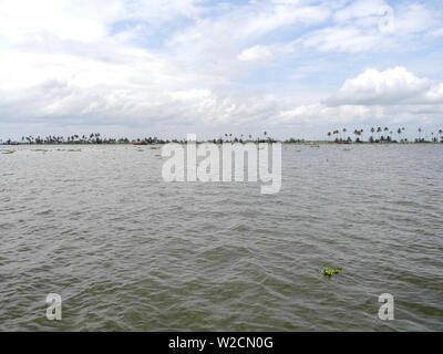 Lake Vembanad on backwaters in Kerala Kochi Stock Photo