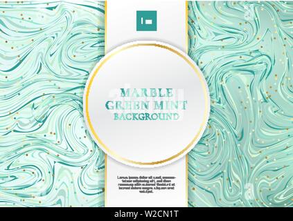 Green mint marble background and texture with white and golden label luxury style space for text. Vector illustration Stock Vector