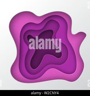 3d paper cut shapes illustration. Colorful carving art. Landscape the top view, the top view on the river. Design layout for banners presentations Stock Vector