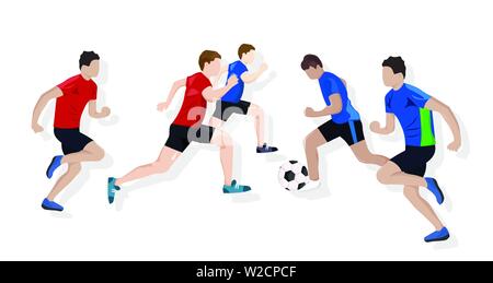 Team playing soccer Vector flat style. Game start. Soccer brochure template Stock Vector