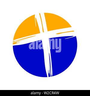 Crucifix Cross Brush Circle Vector Symbol Graphic Logo Design Template Stock Vector