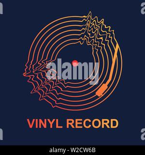 Abstract vinyl record wave music vector with dark  background graphic Stock Vector