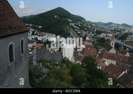 Switzerland: The view to the old town of Baden City in canton Aargau from the chateau above Stock Photo