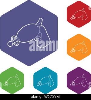 Alien weapon toy icons vector hexahedron Stock Vector
