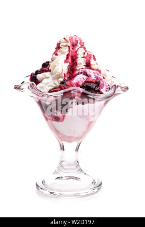 ice cream sundae: Single ice cream sundae isolated on white background Stock Photo